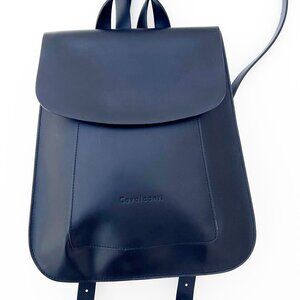 Authentic CAVALCANTI Italy Minimalist Black Leather Backpack